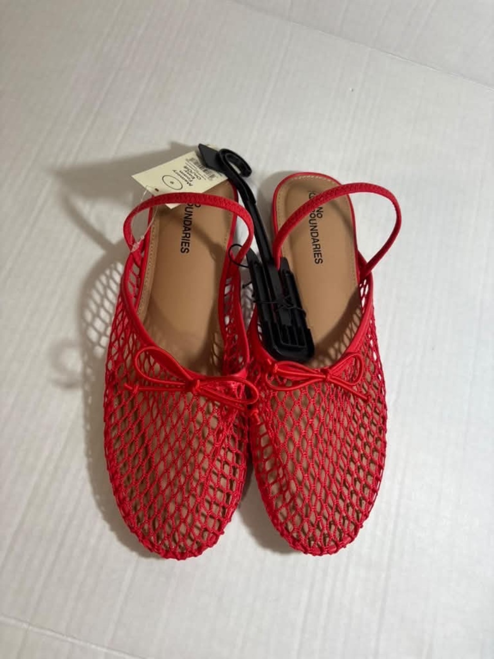 No Boundaries Red Mesh Slingback Flats with Bow